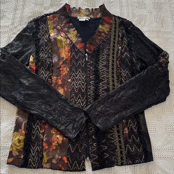 Alberto Makali‎ Vintage Women’s  Embroidered Floral Jacket Size L